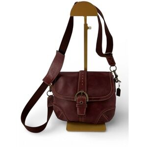 Vintage Coach Leather Flap Crossbody Bag Brass Hardware